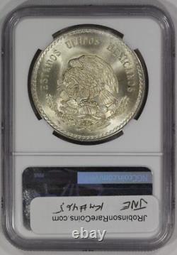1947 Mo Mexico Silver 5 Pesos Coin NGC MS65 Cuauhtemoc