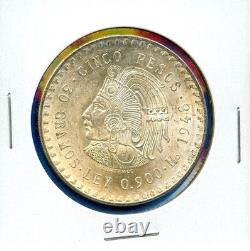 1948 Mexico 5 Peso Cuauhtémoc Silver Coin #56 BU MS