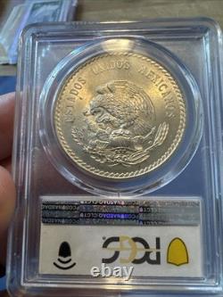 1948 Mo Mexico PCGS MS65 Silver 5 Pesos S5P Cinco Pesos Cuauhtemoc Coin Toning