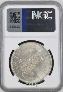 1949 S1-crown New Zealand Ngc Ms63 Propose Royal Visit George-vi Rare R5