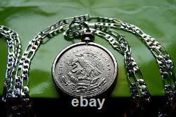 1950-1953 MEXICAN EAGLE COIN SILVER QUARTER Pendant on a 30.925 Silver Chain