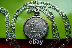 1950-1953 MEXICAN EAGLE COIN SILVER QUARTER Pendant on a 30.925 Silver Chain