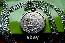 1950-1953 MEXICAN EAGLE COIN SILVER QUARTER Pendant on a 30.925 Silver Chain