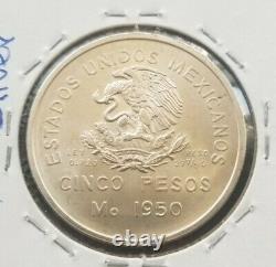 1950 MEXICO SILVER 5 PESOS SOUTHERN RAILROAD Coin