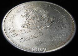 1950 MO Mexico Silver 5 Pesos. Southeastern Railroad Ferrocarril KM$466 BU