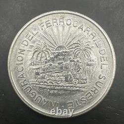 1950 Mexico Ferrocarril Southeastern Railroad Silver Coin Cinco 5 Pesos. RARE