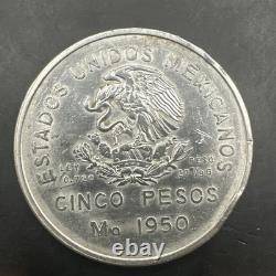 1950 Mexico Ferrocarril Southeastern Railroad Silver Coin Cinco 5 Pesos. RARE