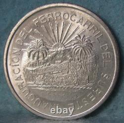 1950 Mo Mexico 5 Pesos Southeastern Train World Silver Coin Uncirculated #560
