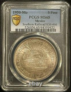 1950-Mo Mexico Southeastern Railroad 5 Pesos PCGS MS65 Nice Lightly Toned Coin
