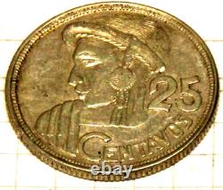 1952 Guatemala silver25 Centavos Quetzal Coin Uncirculated Native Indigenous Key