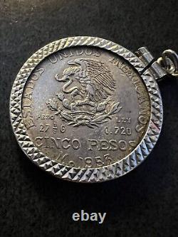 1953 MEXICO Mexican Independence War Hero HIDALGO Silver 5 Peso Coin key chain