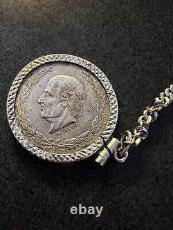 1953 MEXICO Mexican Independence War Hero HIDALGO Silver 5 Peso Coin key chain