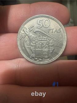 1957(58) Spain 50 Pesitas Gem BU UNA LIBRE GRANDE Edge Lettering KM# 788 Rare