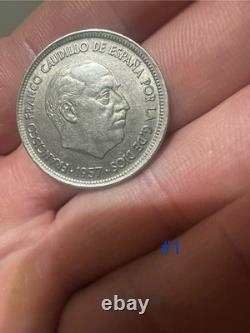 1957(58) Spain 50 Pesitas Gem BU UNA LIBRE GRANDE Edge Lettering KM# 788 Rare