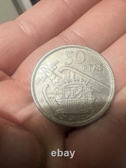 1957(58) Spain 50 Pesitas Gem BU UNA LIBRE GRANDE Edge Lettering KM# 788 Rare