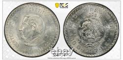 1957 Mexico Silver 10 Pesos PCGS MS63