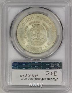1957-Mo Mexico Silver 5 Pesos Coin PCGS MS65 Constitution Centennial KM#470
