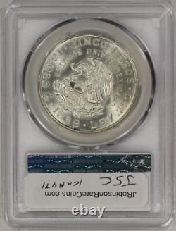1959 Mo Mexico Silver 5 Pesos Coin PCGS MS65 Año De Carranza
