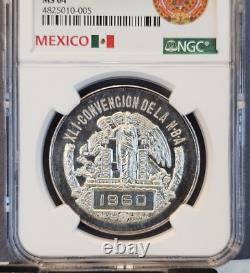1960 MEXICO SILVER MEDAL GROVE 759a NBA 41ST CONVENTION NGC MS 64 RARE TOP POP 1
