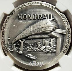 1962 Seattle World's Fair Monorail Silver Medal MS68 NGC Token, Coin, Alweg