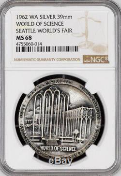 1962 Seattle World's Fair World of Science Silver Medal MS68 NGC Token, Coin