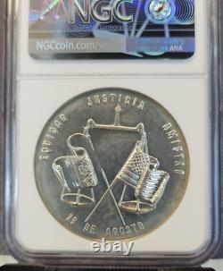 1963 MEXICO SILVER GROVE 824a RECOVERY OF CHAMIZAL NGC MS 66 MIRRORED TOP POP 1