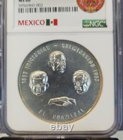1963 MEXICO SILVER GROVE 824a RECOVERY OF CHAMIZAL NGC MS 66 MIRRORED TOP POP 1
