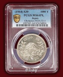 1964 (Showa 39) Japan 1000 Yen Olympics Prooflike PCGS MS64 PL SEE VIDEO