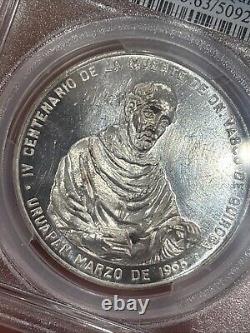 1965 Mo Mexico Silver Medal Grove-P-340a Vasco De Quiroga Medal PCGS SP-63