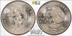 1968 Mo PCGS MS67 MEXICO SILVER Olympic Type 1 25 Pesos Coin KM 479 #48308A