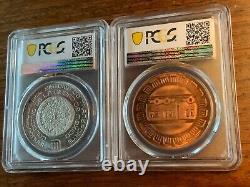 1969 Mexico SILVER & BRONZE Medals Metro Inaguration PCGS Grove Top Pop WOW