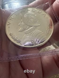 1969 Panama 5 Balboas Silver Coin Ley 0900 Large Crown Size