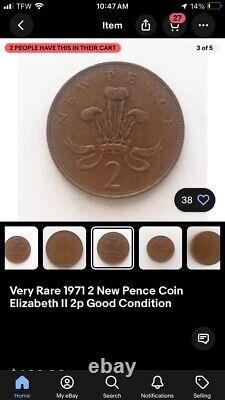 1971 2 NEW PENCE British Elizabeth II Coin BN Rare Beauty