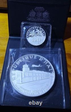 1971 Haiti Proof 5 & 25 Gourdes, Beach & Airport, Over 4 1/2 Ounces. 999 Silver