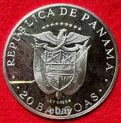 1971 Panama 20 Balboas 4.2 Toz..925 Silver Proof