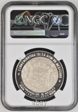 1972MO Mexico Numismatic Society 1732MO Philip V 8R Silver Medal NGC MS67 DPL
