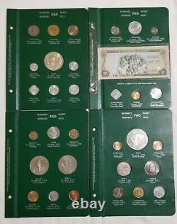 1972-1975 FAO Money World, Green Album 3 Complete 4 Panels (31 coins)