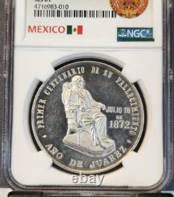 1972 Mexico Silver Medal Benito Juarez 100th Anniversary Ngc Ms 61 Scarce