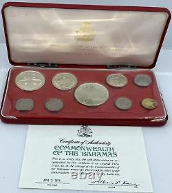 1974 BAHAMAS UK Queen Elizabeth II Shell Marlin 9 Coin Set 5 are Silver i116670