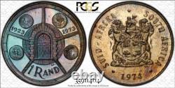 1974 South Africa 1 Rand Silver 50th Annv. Pretoria Mint Toned PCGS MS67 1464