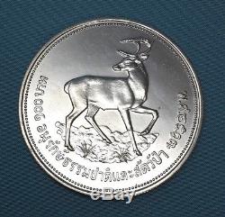 1974 Thailand Rama IX, King Bhumibol Adulyadej, 100 Baht Silver World Coin, DEER