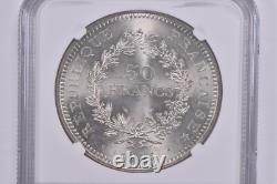 1975 France 50 Francs Silver MS65 NGC Brown Label