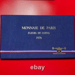 1976 France (9) Coins Specimen Fdc Set. 87 Oz Silver Bu Hercules Monnaie Box+coa