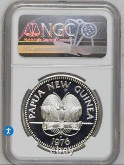 1976 Silver 5 Kina Papua New Guinea Eagle (ngc) Pf 69 Ultra Cameo