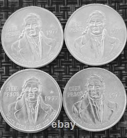 1977 Mexico 100 Cien Pesos Set of 4 Coins 1 Oz, content. 72 Silver uncirculated