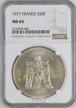 1977a S50-francs France Km#941.1 Ngc Ms64 Hercules Group Low Pop R5 High Grade