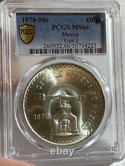 1978 Mexico Onza Silver Coin Pcgs Ms66