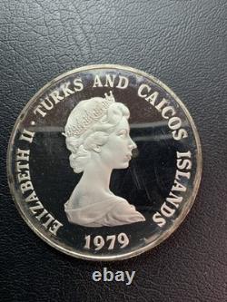 1979 Turks Caicos 10 Crowns Silver Coin Featuring Prince Charles
