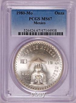 1980-Mo Mexico Silver Onza Coin PCGS MS 67