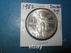 1982 Double Die Mexico One Ounce Onza Silver Libertad! Gem